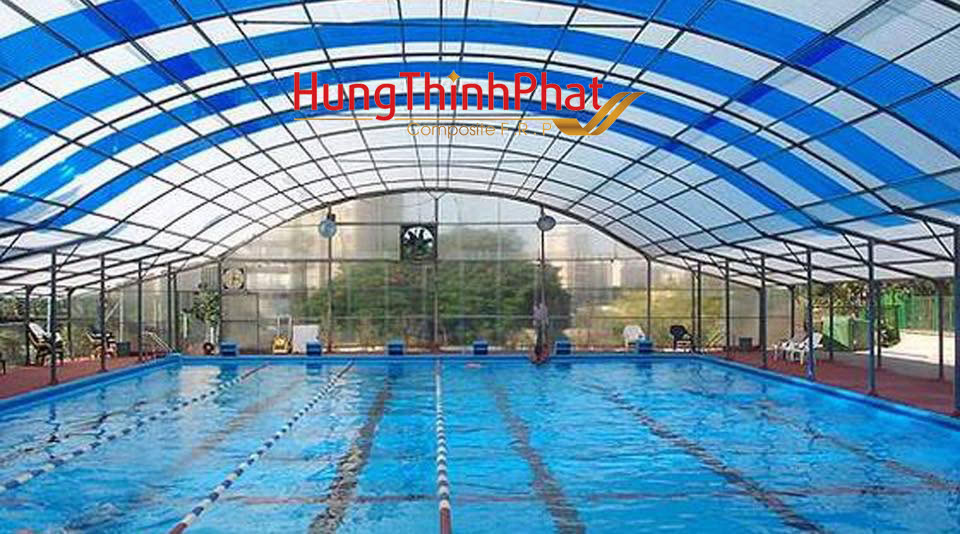 Vòm lợp lấy sáng hồ bơi Rạch Miễu bằng tấm lấy sáng công ty Hưng Thịnh Phát